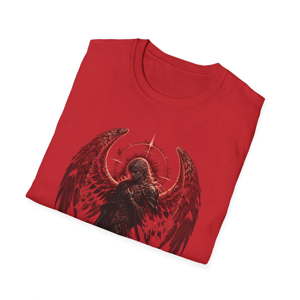 Dark Angel Graphic T‑Shirt – Raven Wings with Halo Design