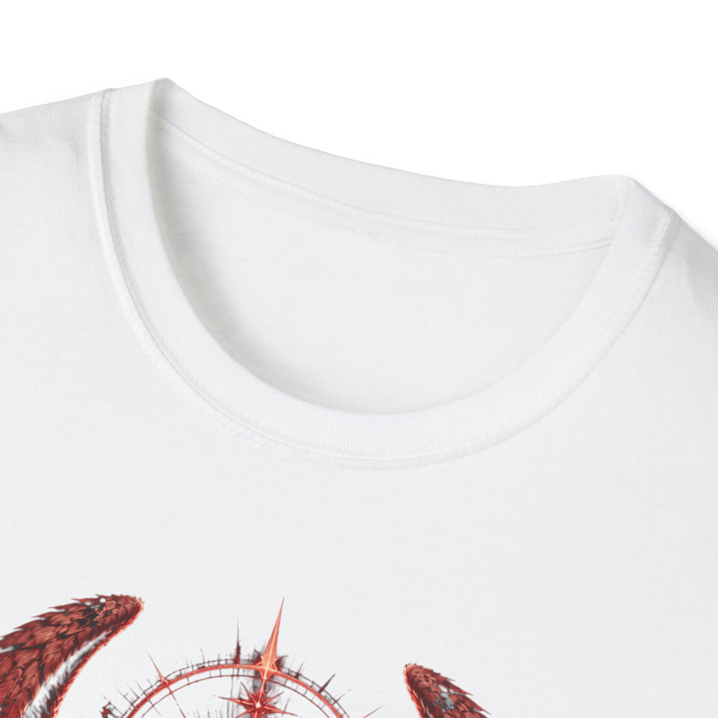 Dark Angel Graphic T‑Shirt – Raven Wings with Halo Design