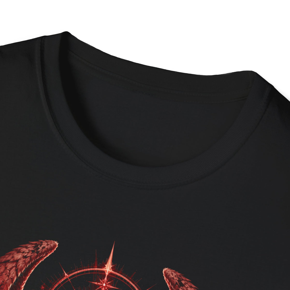 Dark Angel Graphic T‑Shirt – Raven Wings with Halo Design