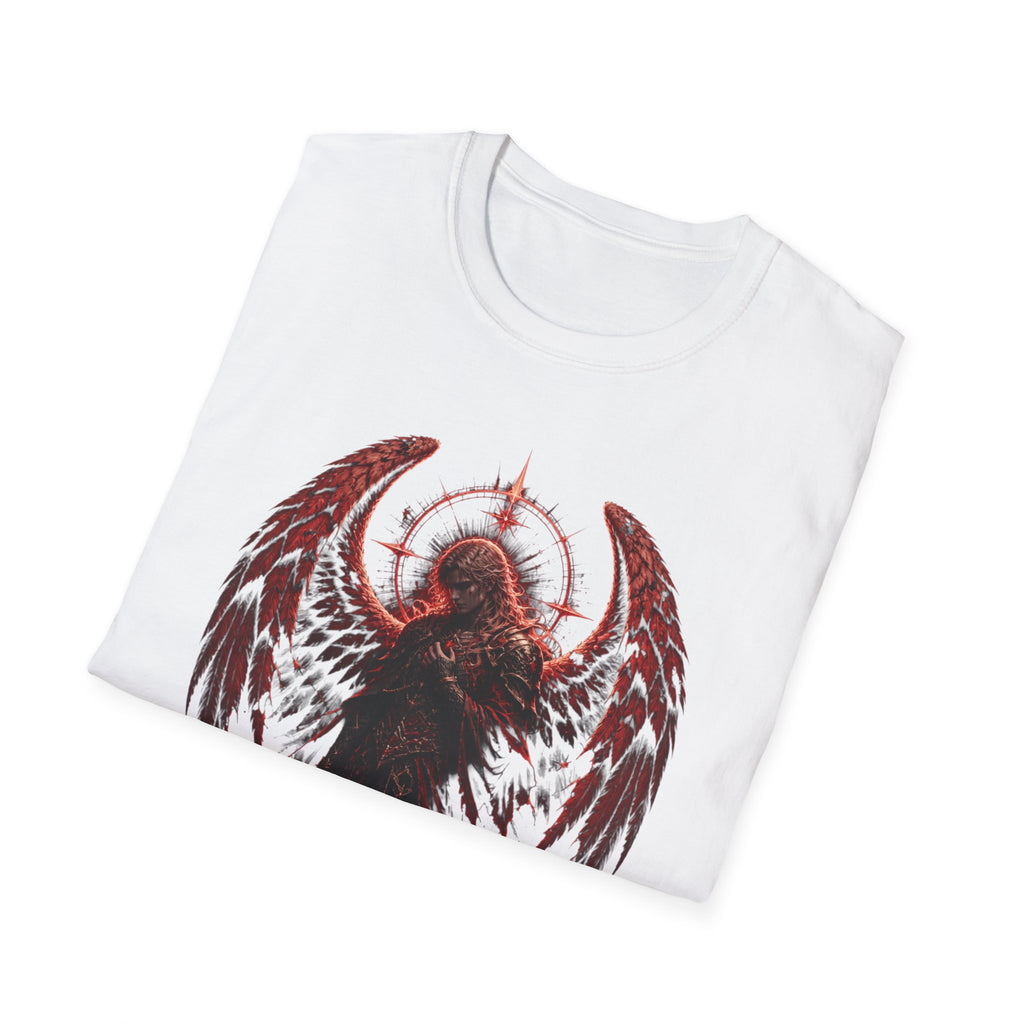 Dark Angel Graphic T‑Shirt – Raven Wings with Halo Design