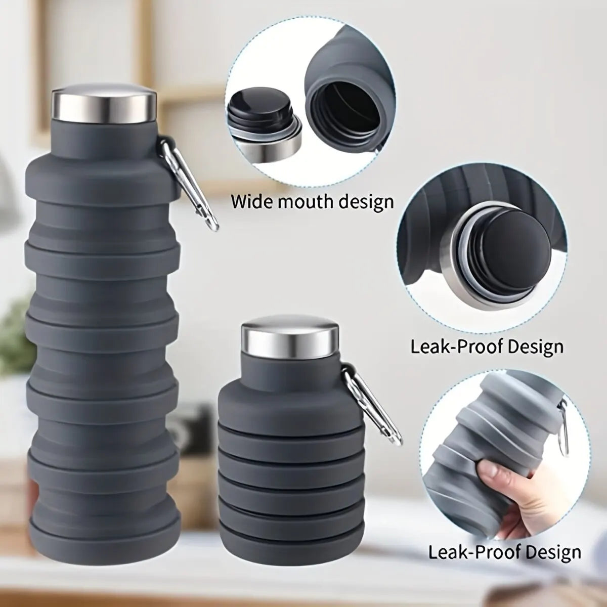 New Portable Silicone Water Bottle Retractable Folding Coffee Bottle Cups E Outdoor Travel Tools Collapsible Sport Bottles