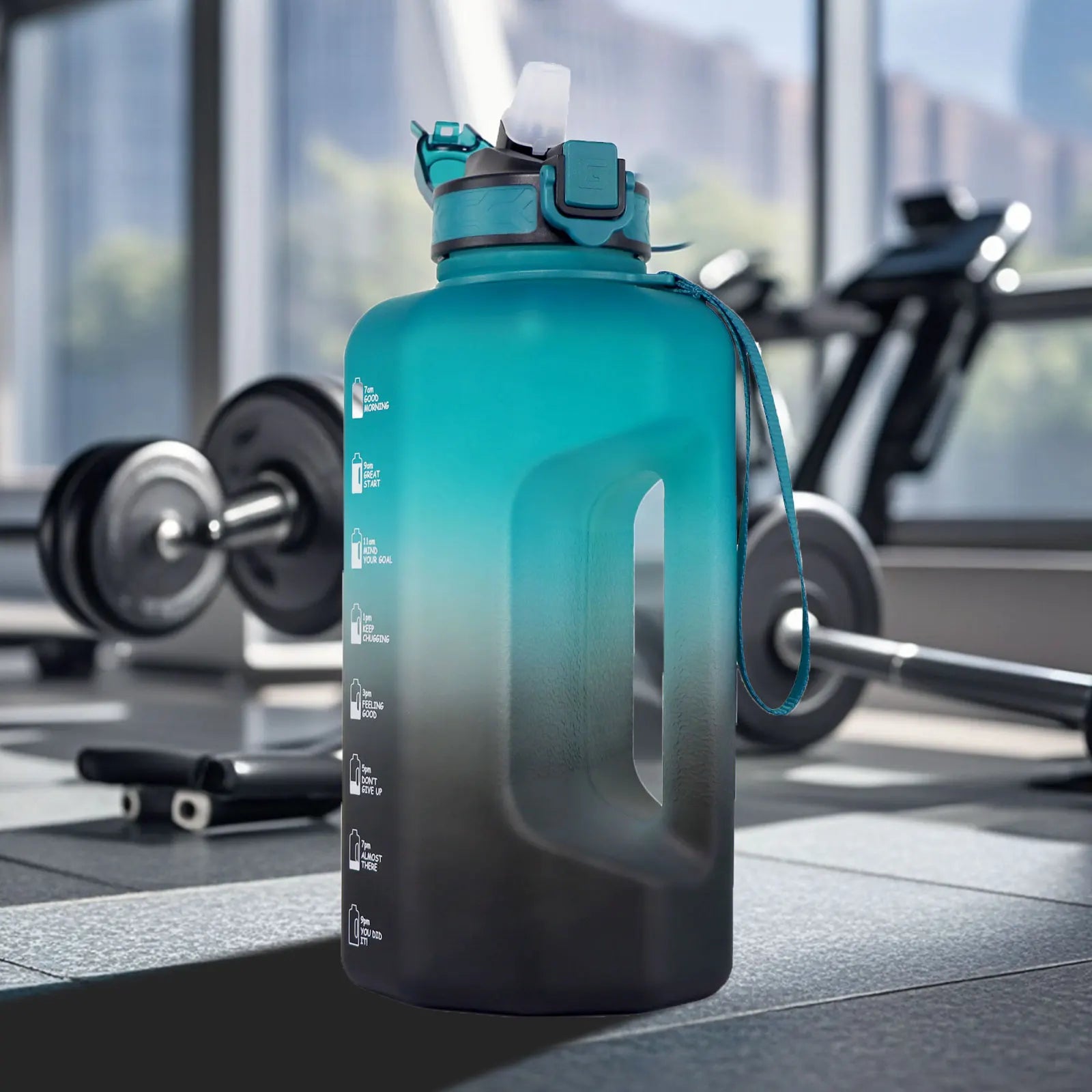 2.2 Liter Water Bottles with Straw Times to Drink Durable Sports Big Jug with Handle Leakproof BPA Free Reusable for Adults