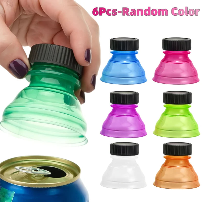6Pcs/12pcs Reusable Plastic Airtight Lid, Can Protector Caps Cover Bottle Top Soda Saver Cans Dust Cover