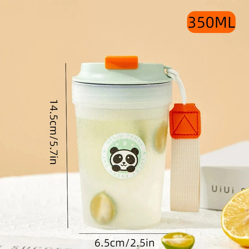 350ML Cute Portable Plastic Water Bottle With Rope Sport Travel Heat-Resistant Leak-proof Water Cup Tumbler For Kids Students 6