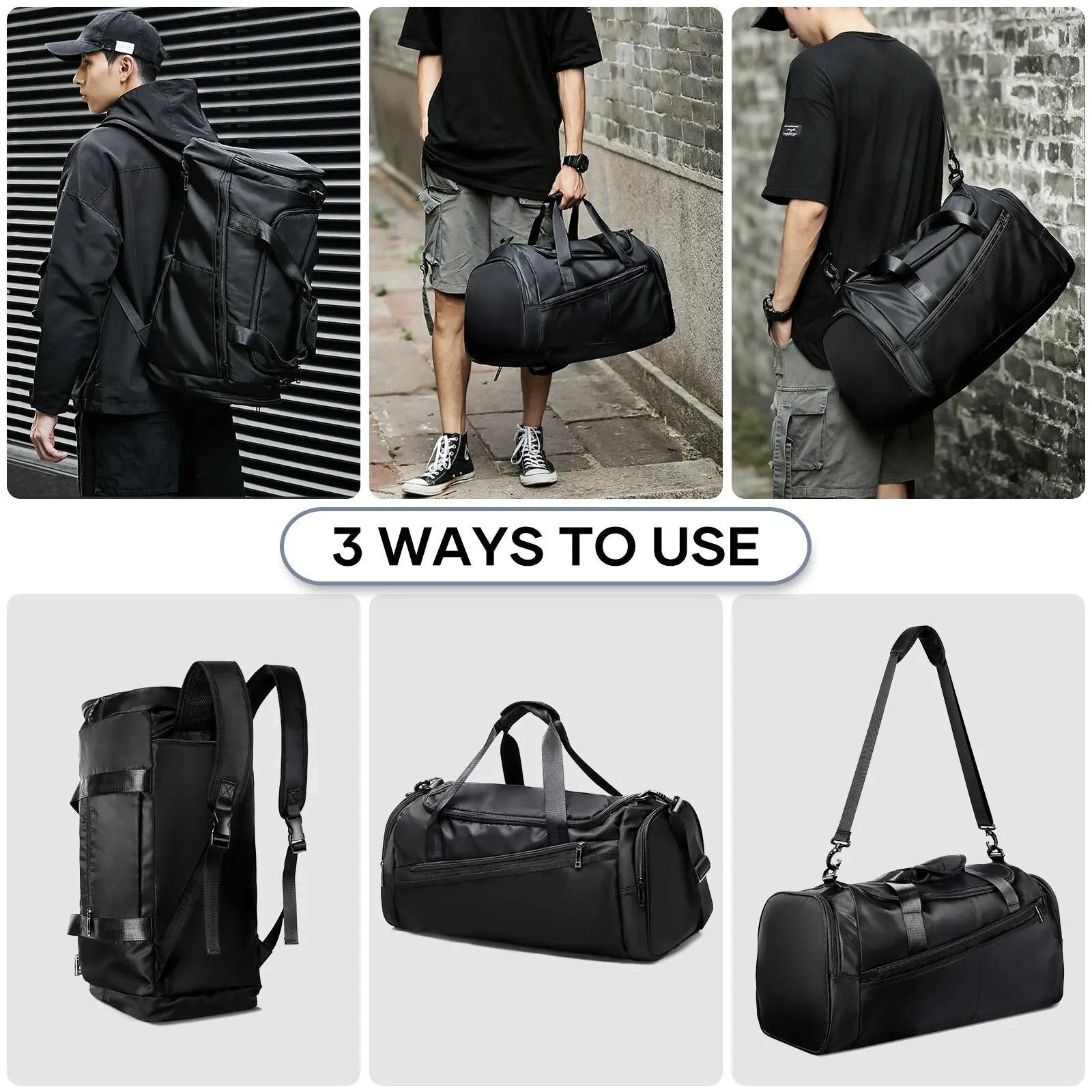 Likros Sports Gym Bag Travel Duffel Bag with Shoes Compartment for Men Women 40L Lightweight Foldable Duffel Bag Workout Bag