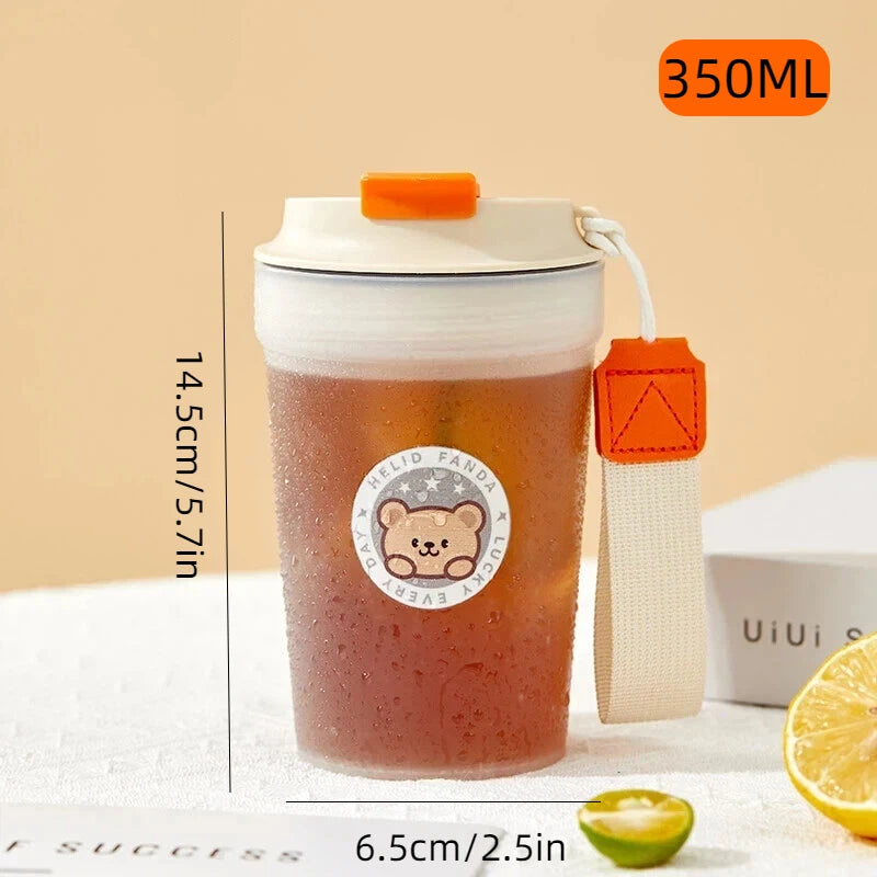 350ML Cute Portable Plastic Water Bottle With Rope Sport Travel Heat-Resistant Leak-proof Water Cup Tumbler For Kids Students 6