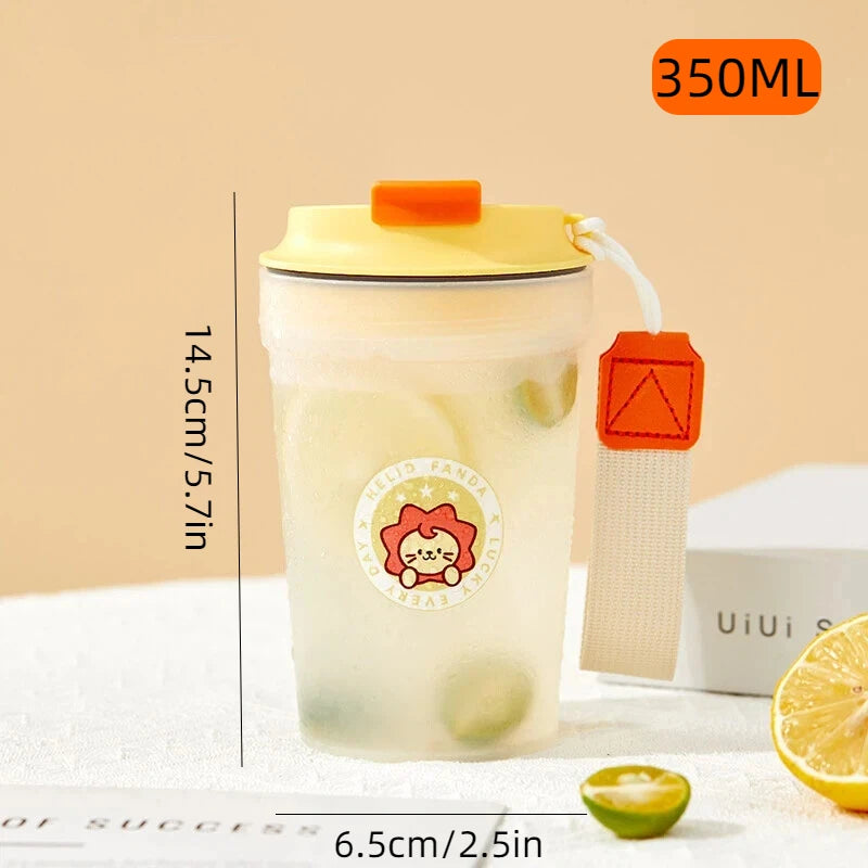 350ML Cute Portable Plastic Water Bottle With Rope Sport Travel Heat-Resistant Leak-proof Water Cup Tumbler For Kids Students 6