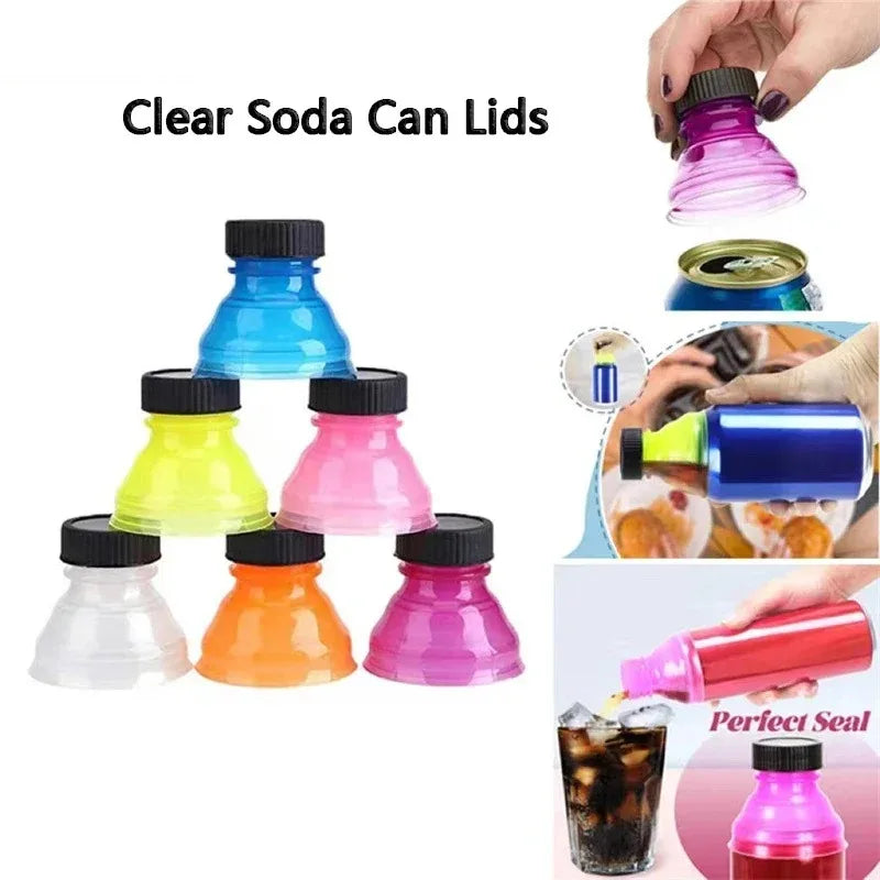 6Pcs/12pcs Reusable Plastic Airtight Lid, Can Protector Caps Cover Bottle Top Soda Saver Cans Dust Cover
