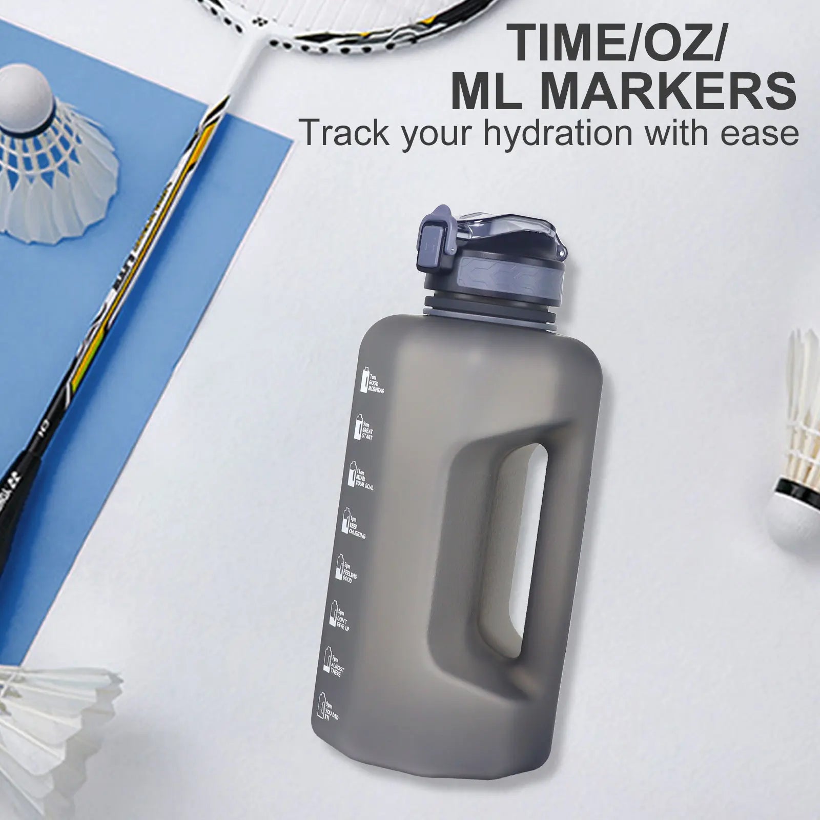 2.2 Liter Water Bottles with Straw Times to Drink Durable Sports Big Jug with Handle Leakproof BPA Free Reusable for Adults