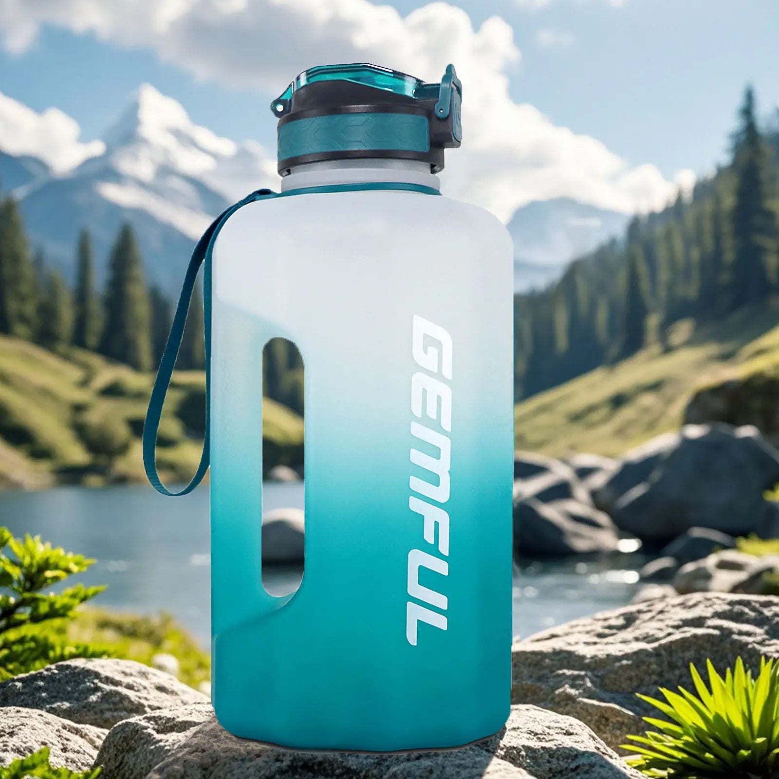 2.2 Liter Water Bottles with Straw Times to Drink Durable Sports Big Jug with Handle Leakproof BPA Free Reusable for Adults